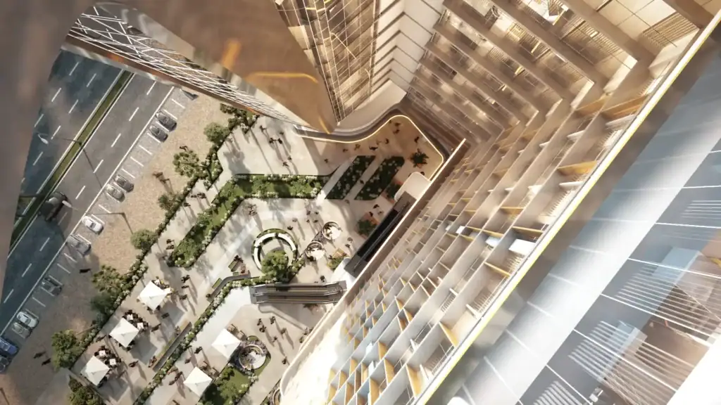 Aerial view of iCapital Business Complex with landscaped outdoor area.