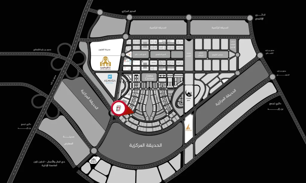 Map of iCapital development area with key landmarks and roads.