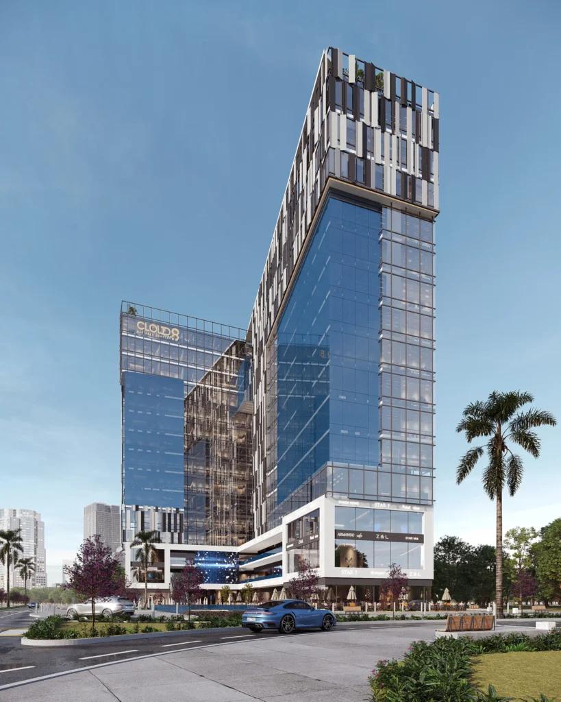 Modern iCapital building with glass facade and surrounding greenery in an urban setting.