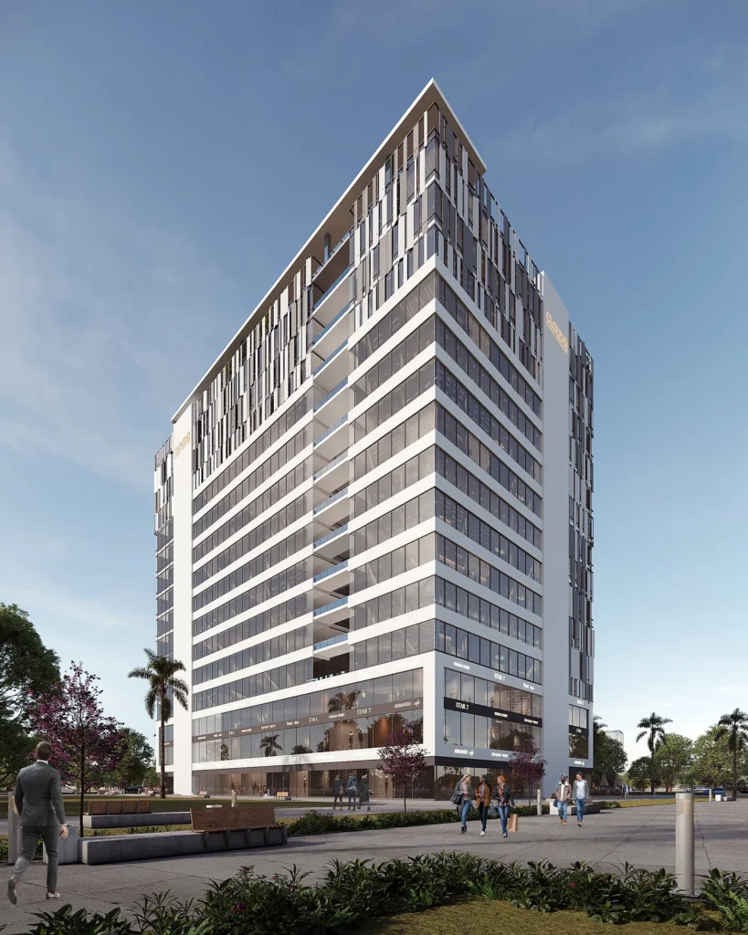 Modern high-rise office building at iCapital Business Complex.