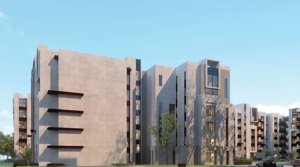 Contemporary residential building with unique architectural design.