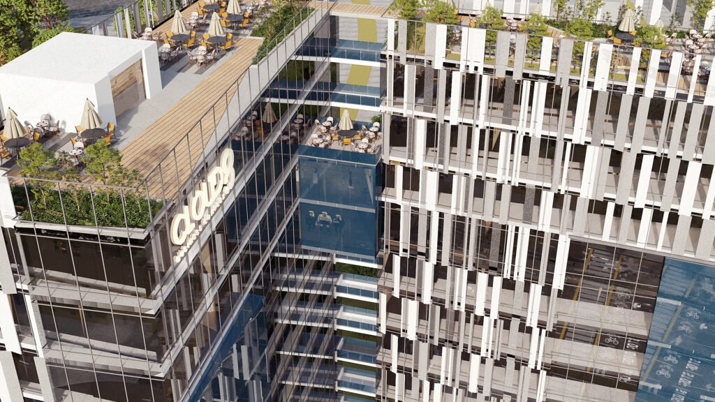 i8 Business Complex panoramic tower banner by iCapital Developments